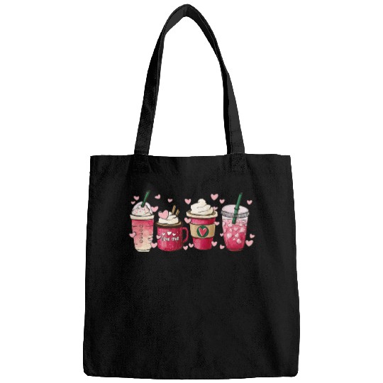 Coffee Fun Valentines Day Pink Coffee Cups Latte Iced Cream Bags