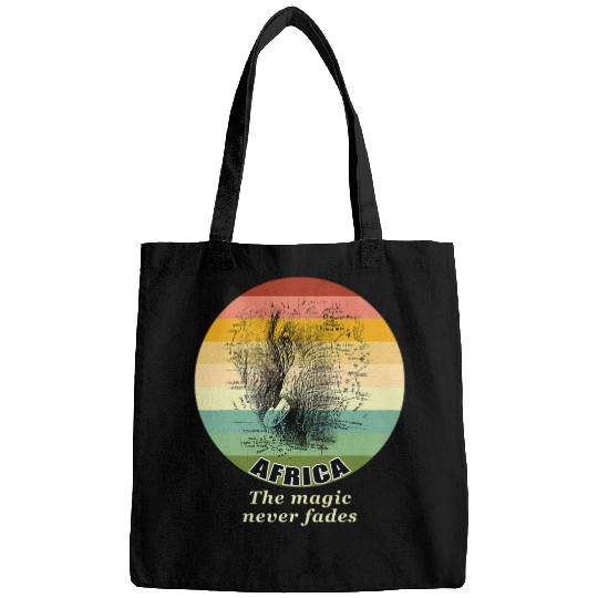 Elephant Pet Face on Retro Sunset African Wildlife Bags