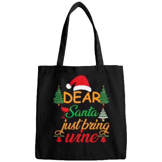 Wines Fun Dear Santa Just Bring Wines Leopard Christmas xmass Lights Bags