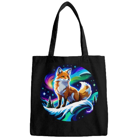 Aurora Fox Mystical Northern Lights Starry Night Sky Bags