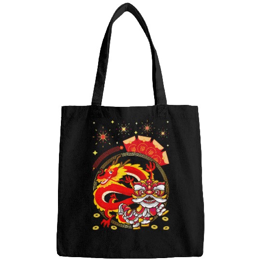 Dragon Pet and Lucky Red Envelopes for Lunar New Year Festival Bags