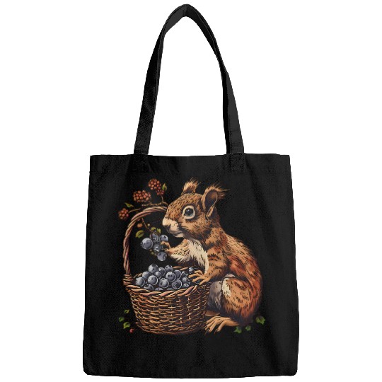 Squirrel Pet Blueberry Squirrel Animal Art Berry Fruit Wildlife Nature Bags