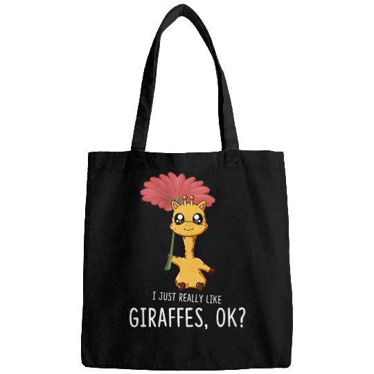 Giraffe Pet I Just Really Like Giraffes Ok Giraffe With Daisy Flower Bags