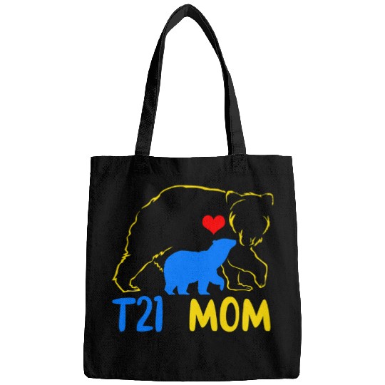 Bear Pet T21 Mom Bear Down Syndromes Awareness Yellow Blue Ribbon Bags