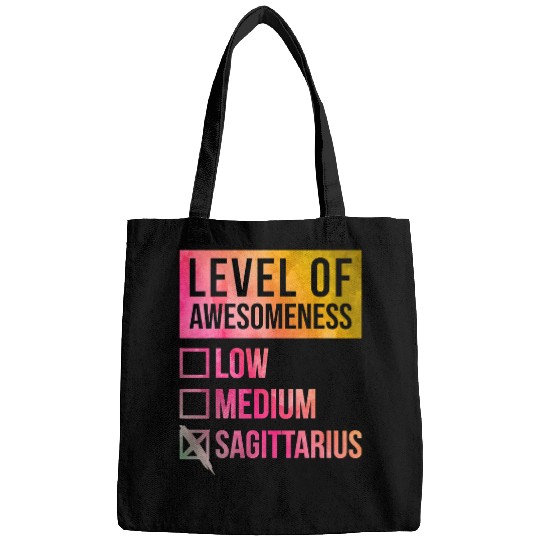 Funny Level Of Awesomeness Low Medium Sagittarius Zodiac Bags