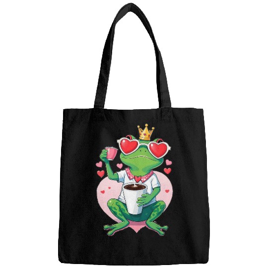 Coffee Fun Valentines Day Frog Drinking Coffee Java Love Leap Bags