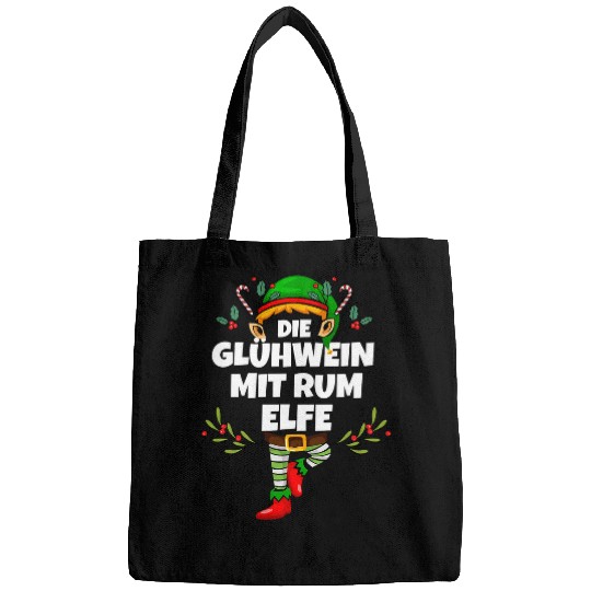 Wines Fun Ladies Mulled Wines with Rum Elf Funny Christmas Elf Design Bags
