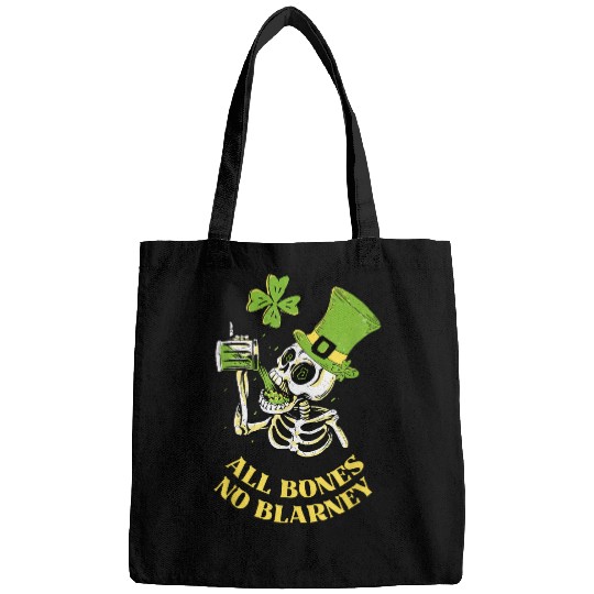 Beer Fun All Bones No Blarney Skeletons Drinking Green Beer Irish Hat Bags