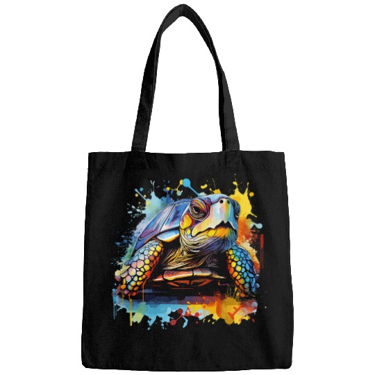 Turtle Pet Colorful Splash Art Eastern Box Turtle Lover Bags
