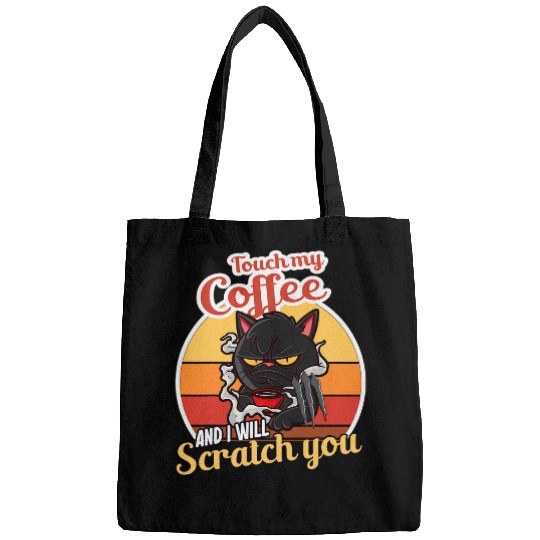 Coffee Fun Cat Meme Scratch Design for a Coffee Lover Bags