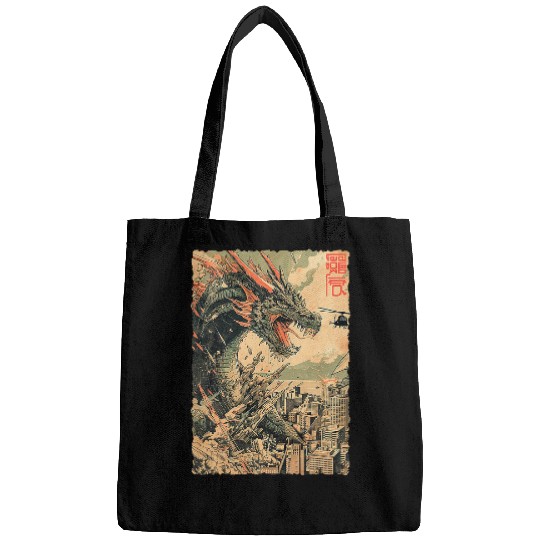 Dragon Pet Japanese Art Anime Dragon Kaiju Monster Tokyo Bags