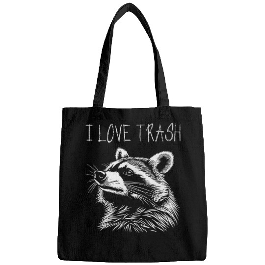 Raccoon Pet Funny Street Cat I Love Trash Raccoon 2 Bags