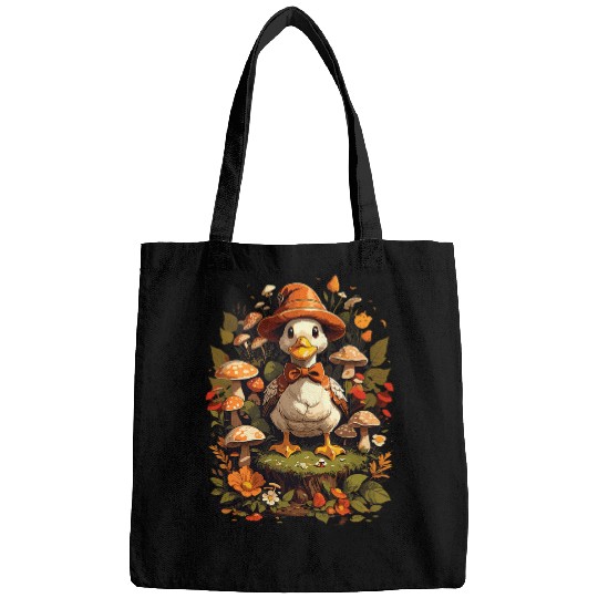 Duck Pet Cottagecore Aesthetic Duck Fairycore Floral Mushroom Fungi Bags