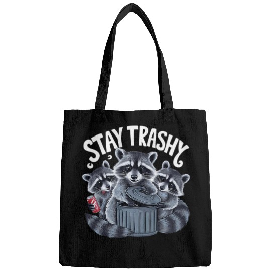 Raccoon Pet Funny Hilarious Opossum Raccoon Meme Stay Trashy Bags