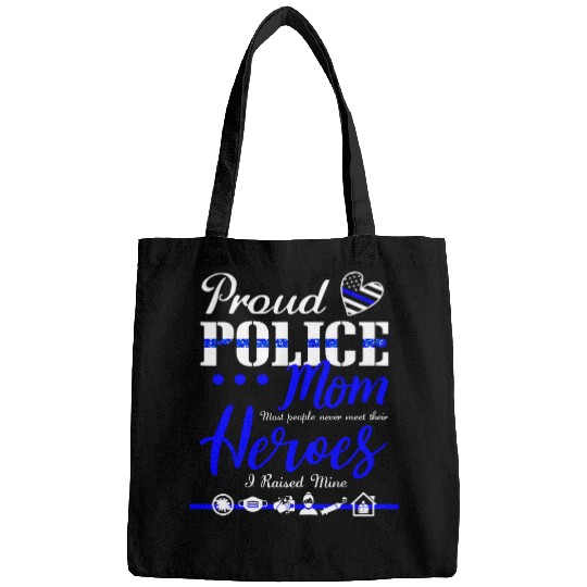 Police Job Mothers Day for Mom of Blue Line Police Plus Size Tee Bags