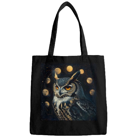 Owl Pet Moon Phases Witchy Owl Pastel Goth Bags