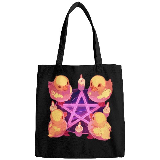 Duck Pet Summoning Demons Pentacle Pentagram Goth Dark Humor Bags