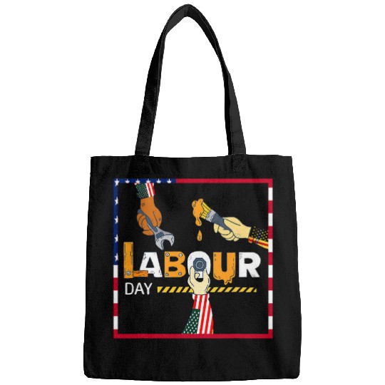 happy labor day american flag holiday us worker patriotic Bags