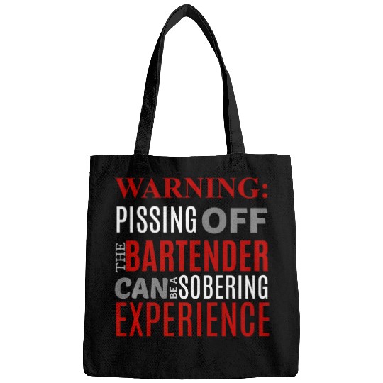 Bartender Job Fitted Sarcastic Warning Dont Piss Off Bartender Pun Bags