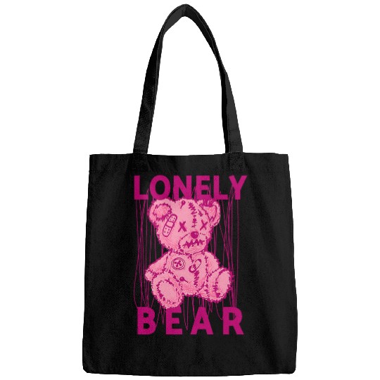 Bear Pet Lonely Bear Pink Stitched Teddy Emotional Art Design Bags