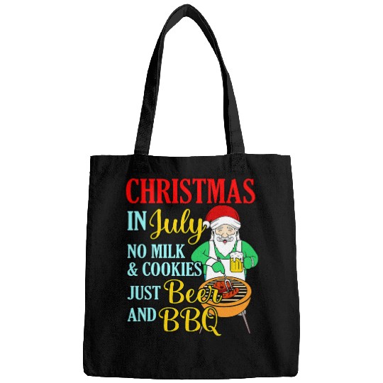 Beer Fun Beer And BBQ Christmas In July Summer Hawaiian Santa Graphic Bags
