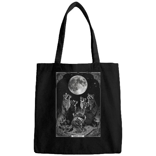 Raccoon Pet Trash Cult Raccoon Full Moon Tarot Card Gothic Witchcraft Bags