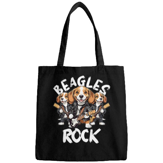 Beagless Rock Beagle Dog Trio Rocking Out Playing Guitar Bags
