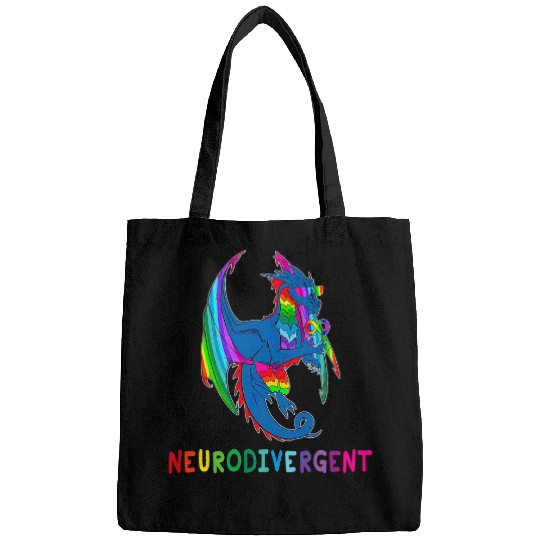 Dragon Pet Neurodiversity Neurodivergent Autism Awareness Month Bags