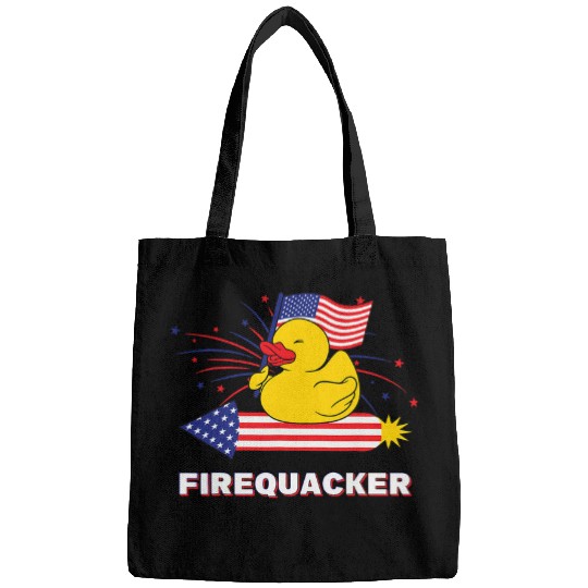 Duck Pet Funny 4th July Firequacker Rubber Duck Riding A Firework Bags