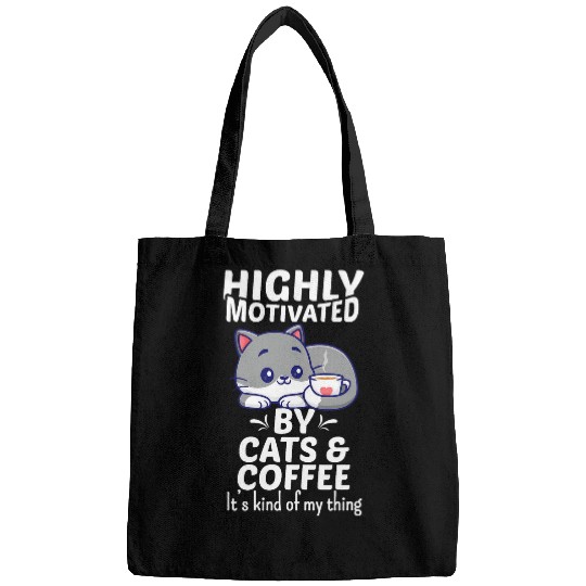 Coffee Fun Motivated By Cats And Caffeiene Coffee Lover Funny Cat Bags