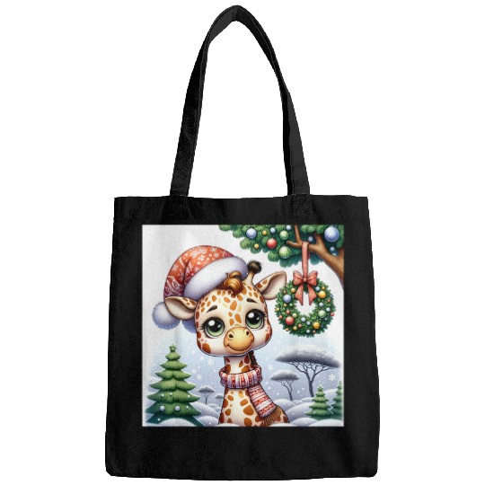 Giraffe Pet Kawaii Christmas Giraffe Christmas Tree Design Bags