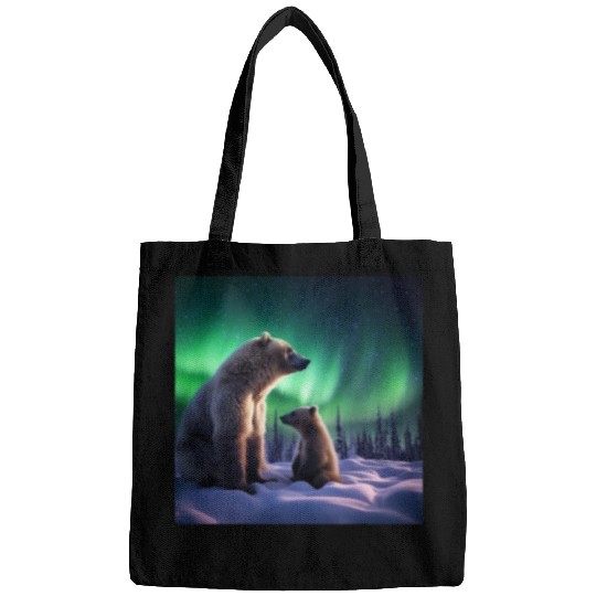 Alaska Northern Lights with Bears Vacay Camping Hiking Photo Bags