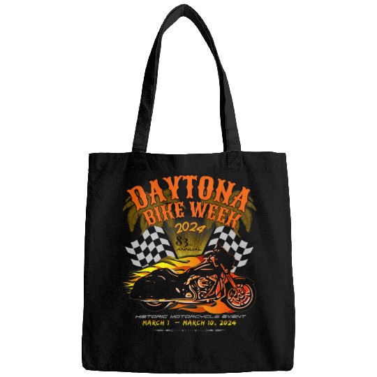 2024 DAYTONA BEACH BIKE WEEK CHECKERED FLAG DESIGN ON FRONT Bags