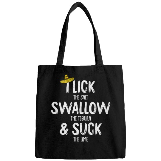 Wines Fun Lick Swallow Suck Tequila Cinco De Mayo Drinking Mexican Bags