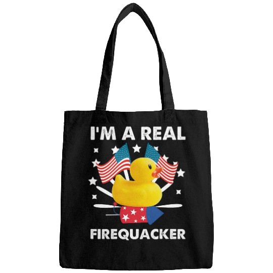 Duck Pet Funny Firequacker Duck Patriotic USA Flag Bags