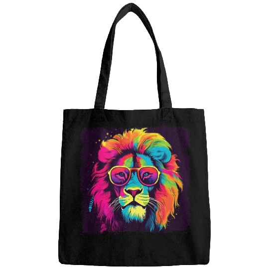 Lion Pet Head Design Bright Colorful Lion Cat Face Pop Art 8 Bags