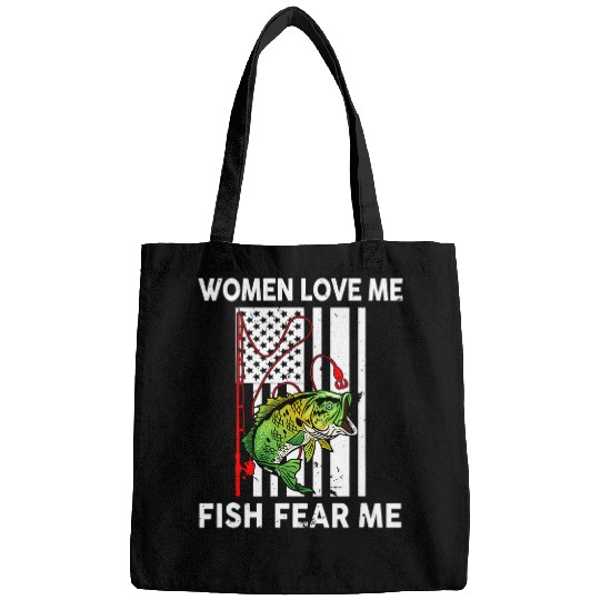 American Flag Bass Fishings Fish Fear Me Dad Fisher Bags