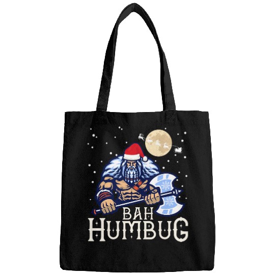 Bah Humbug with Viking Santa a Viking Christmas Ugly Sweater Bags