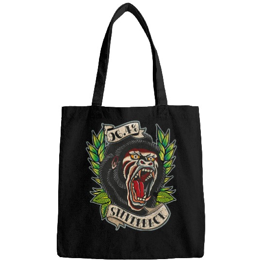 964 Silverback Gorilla Traditional Tattoo style gym Bags