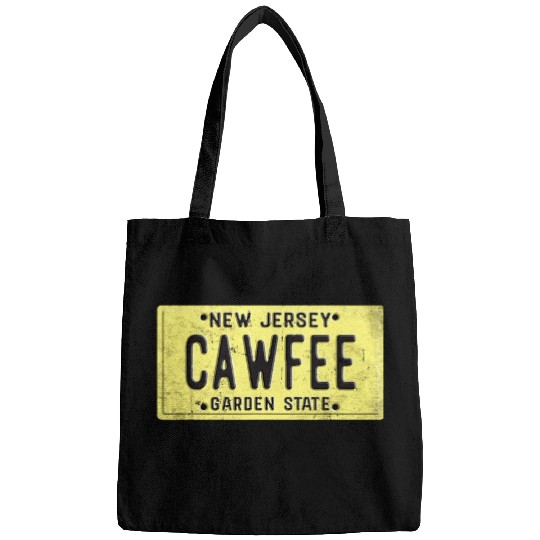 Coffee Fun Cawfee NJ New Jersey Retro License Plate Need Coffee Lover Bags