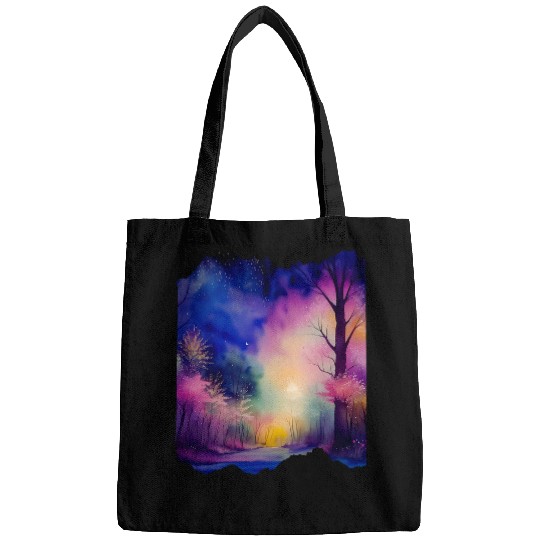 Boho Chic Enchanted Forest Rainbow Watercolor Sky 1 Bags