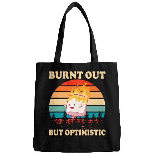 Burnt Out But Optimistic Marshmallow Retro Sunset Camping 1 Bags