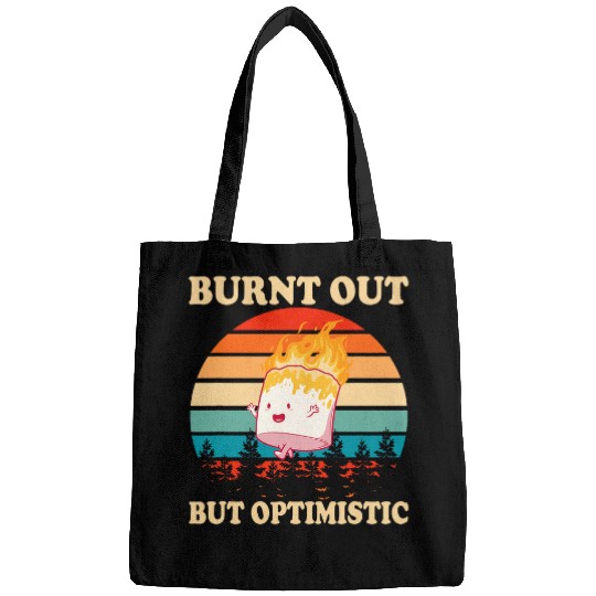 Burnt Out But Optimistic Marshmallow Retro Sunset Camping 1 Bags