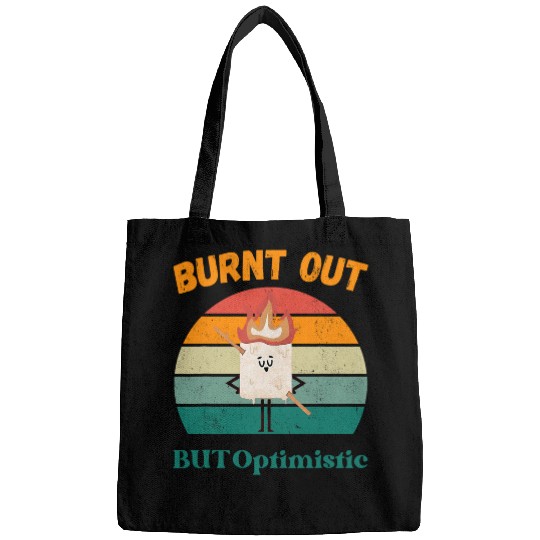 Burnt Out but Optimistic Cute Marshmallow vintages Camping 1 Bags