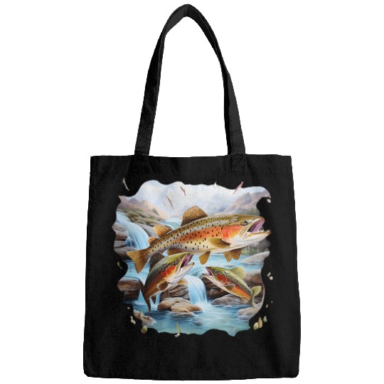 fishing trout rainbow brook fisherman freshwater angler fish Bags