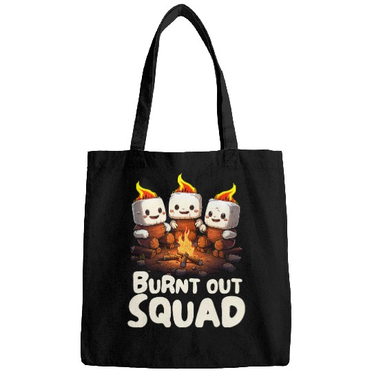 Burnt Out Squad Camping Campfire Marshmallow Matching Family Bags