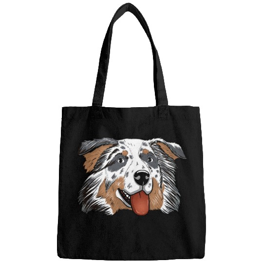 Aussie Blue Merle Dog Face Australian Shepherd Blue Merle Bags
