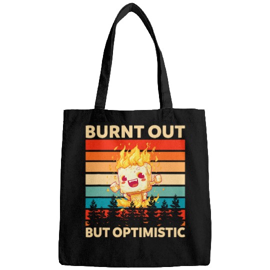Burnt Out But Optimistic Funny Marshmallow Retro Camping 10 Bags