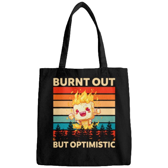 Burnt Out But Optimistic Funny Marshmallow Retro Camping 10 Bags