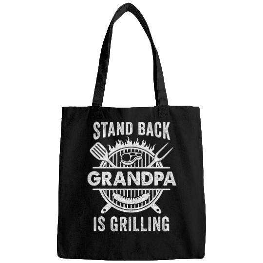 Stand Back Grandpa Is Grilling Funny Bbq Fathers Day Bags